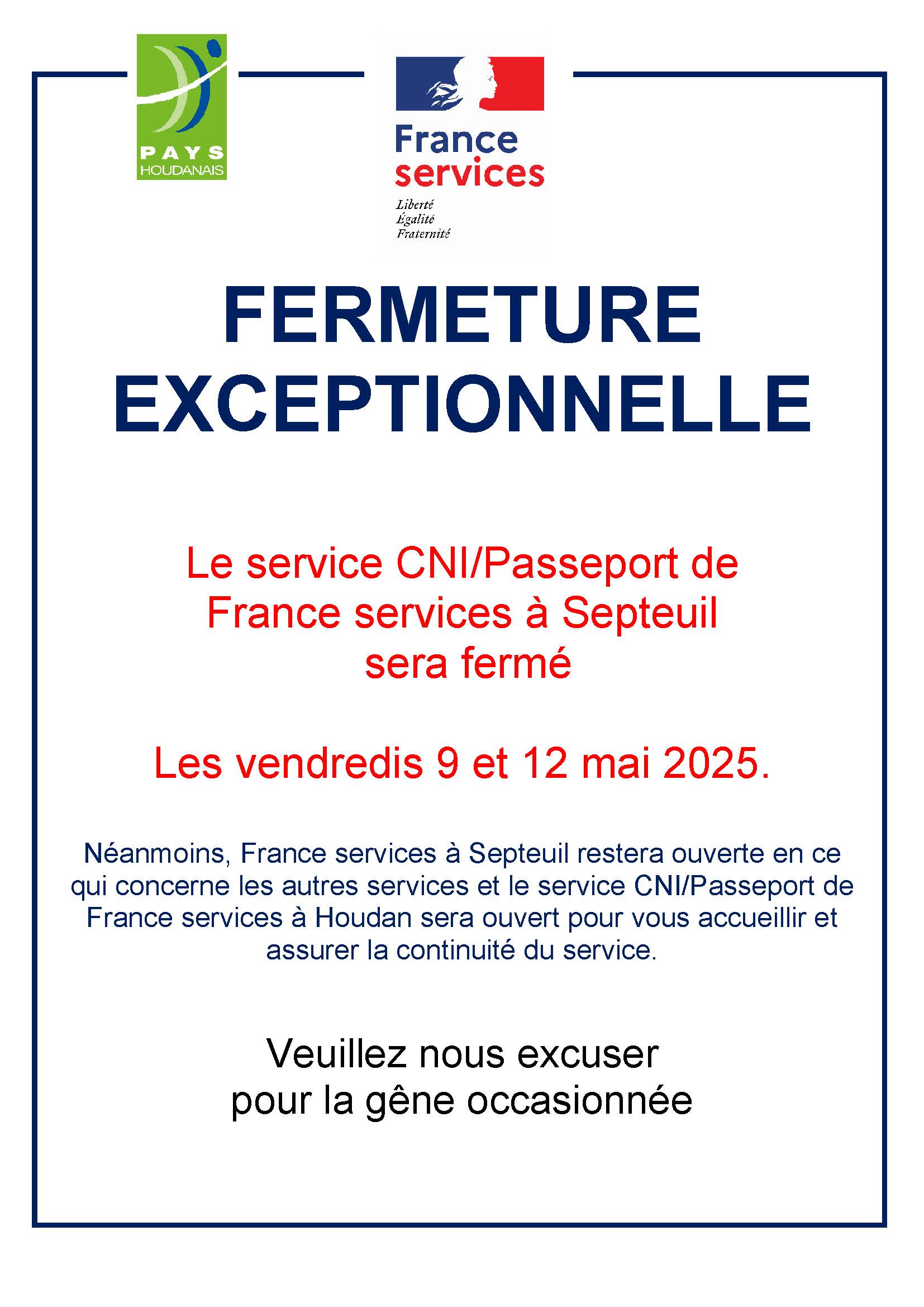 Fermeture exceptionnelle